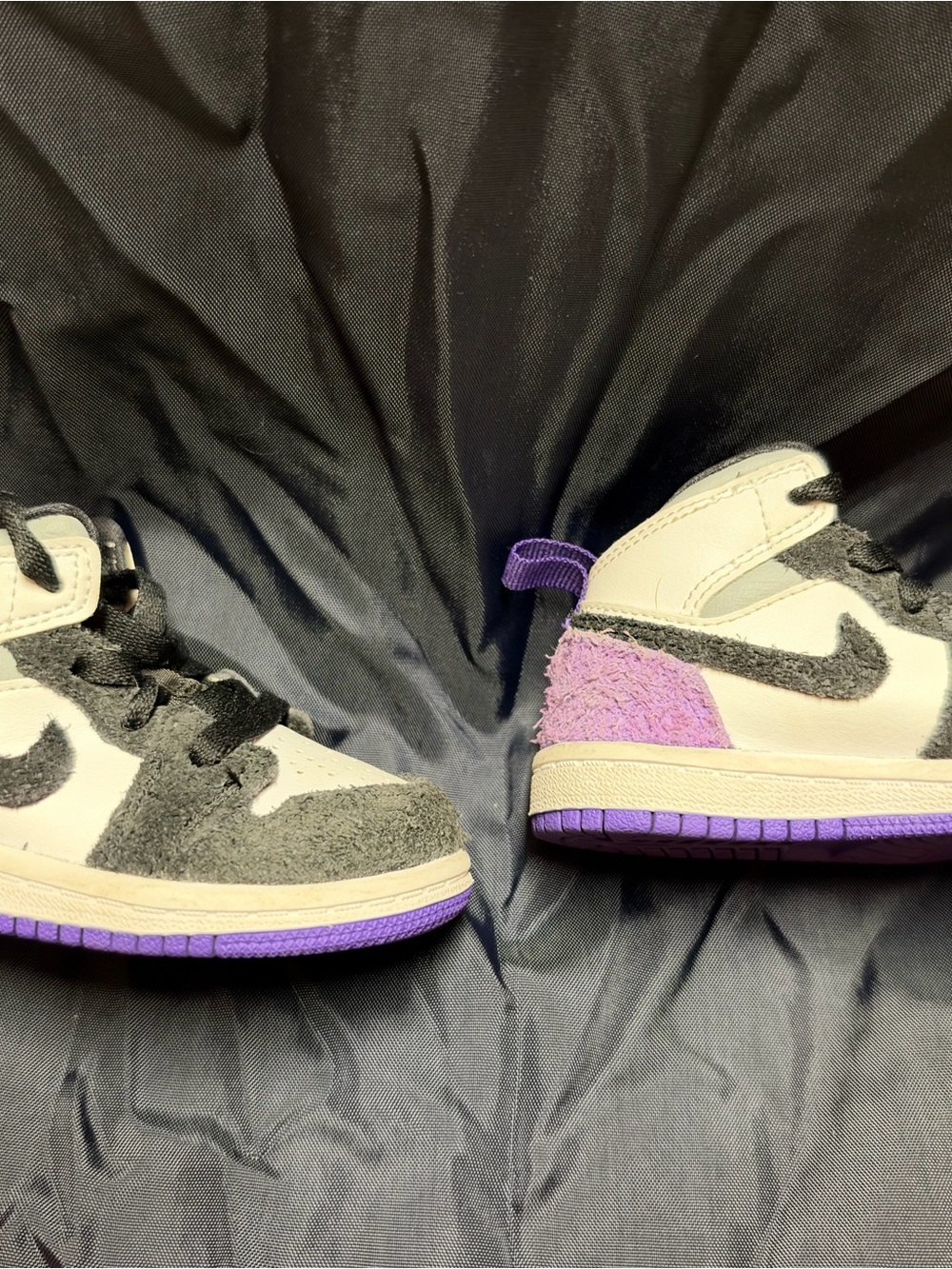 Jordan Kids High-Top Sneakers in Purple, Gray & Black 5C